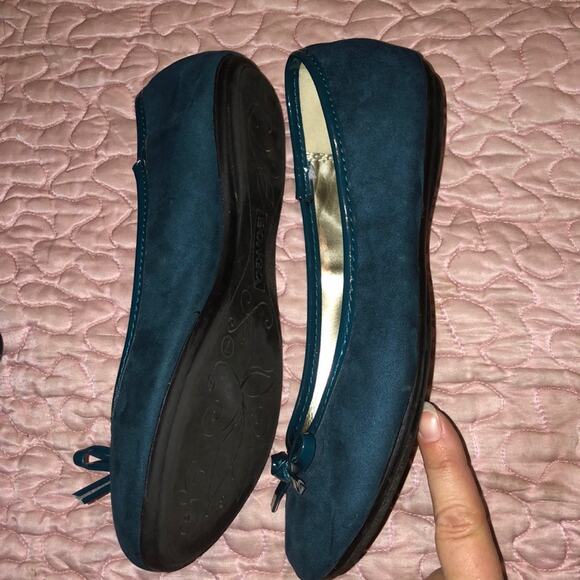 Bongo Cottagecore Ballet Flats Blue Green Divinity Bow Flats - Picture 5 of 9